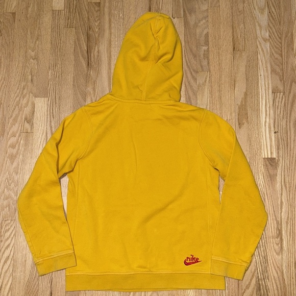 Nike Fleece Yellow Ochre/University Red Pullover Hoodie Sweatshirt - DR0105-752 - Picture 8 of 8